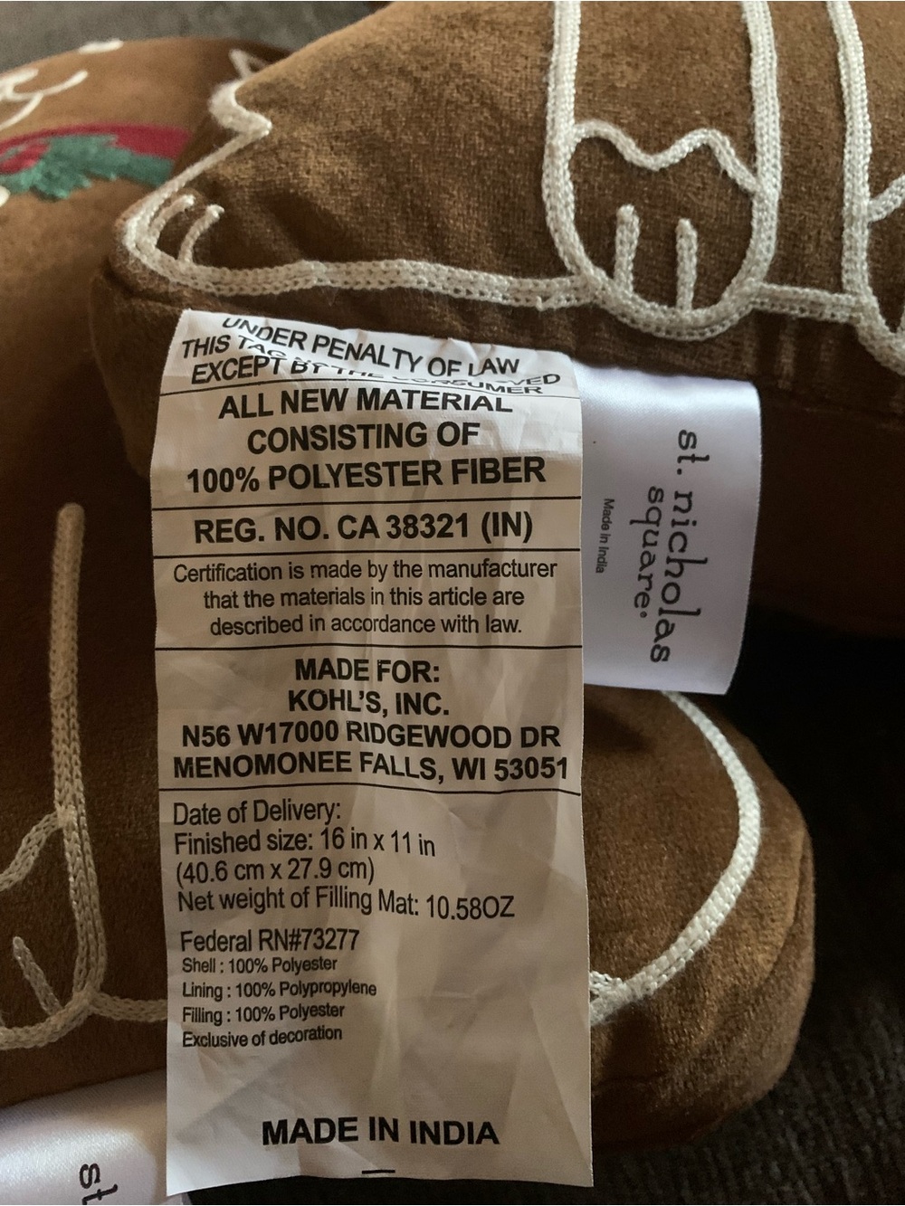 2- St. Nicholas Square Gingerbread Dog Decorative Pillow - Picture 9 of 10